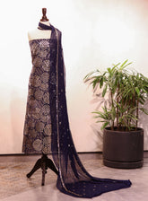 Royal Fashion Embroidered Chiffon Suits Unstitched 2 Piece - RF25EE 58 NAVY BLUE