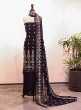 Royal Fashion Embroidered Chiffon Suits Unstitched 2 Piece - RF25EE 78 NAVY BLUE