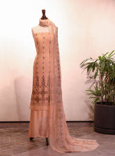 Royal Fashion Embroidered Chiffon Suits Unstitched 2 Piece - RF25EE 78 PEACH