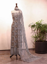 Royal Fashion Embroidered Missouri Net Suits Unstitched 2 Piece - RF25EE 141 SKY BLUE