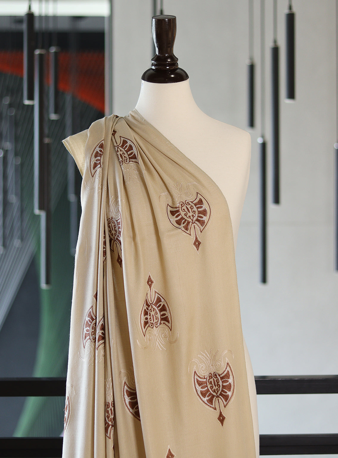 Royal Fashion Embroidered Woolen Shawls - RF24SH A6A22-B12 Brown Royal Fashion Embroidered Woolen Shawls - RF24SH A6A22-B12 Brown