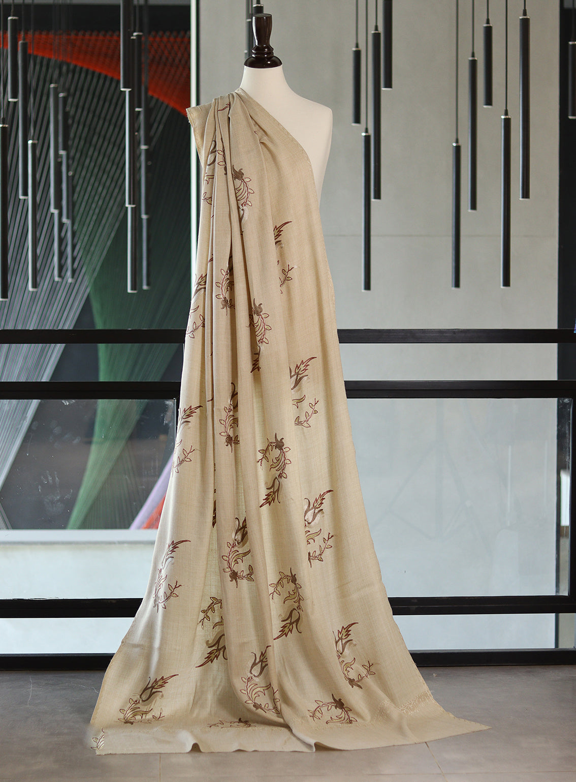 Royal Fashion Embroidered Woolen Shawls - RF24SH A6A22-B12 Light Fawn Royal Fashion Embroidered Woolen Shawls - RF24SH A6A22-B12 Light Fawn