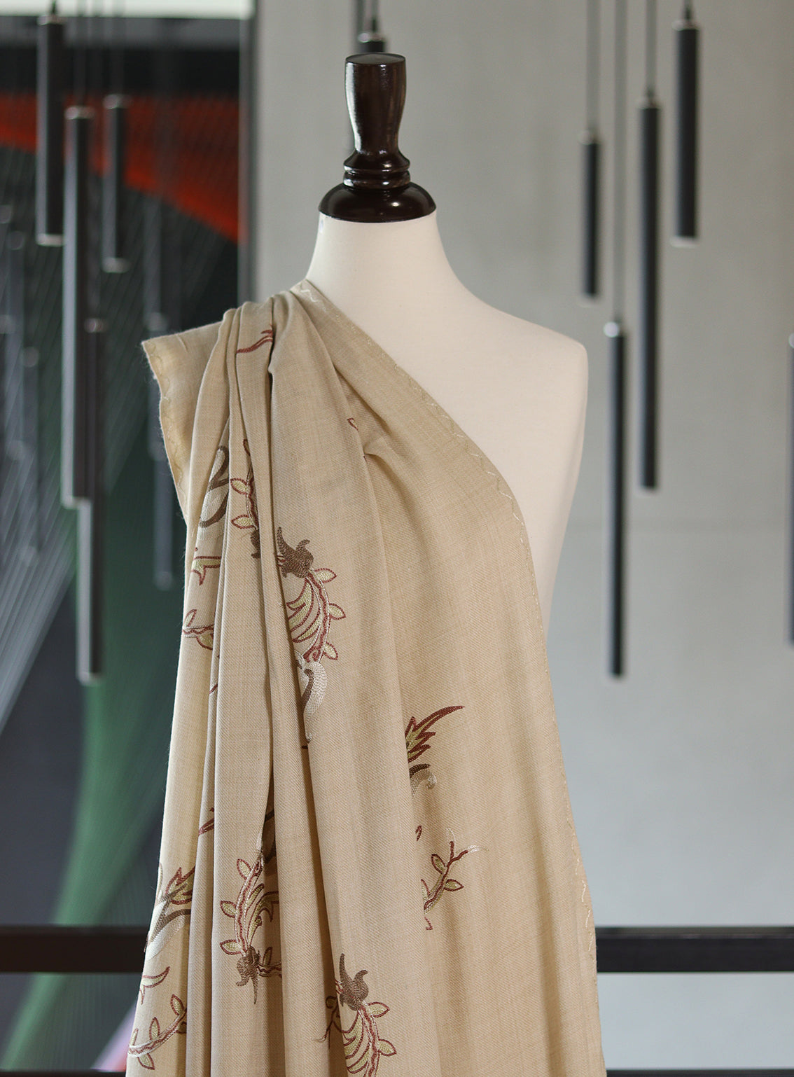 Royal Fashion Embroidered Woolen Shawls - RF24SH A6A22-B12 Light Fawn Royal Fashion Embroidered Woolen Shawls - RF24SH A6A22-B12 Light Fawn