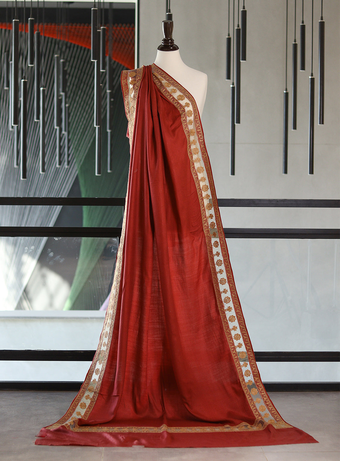 Royal Fashion Embroidered Woolen Shawls - RF24SH A6A22-B12 Maroon Royal Fashion Embroidered Woolen Shawls - RF24SH A6A22-B12 Maroon