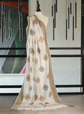 Royal Fashion Embroidered Woolen Shawls - RF24SH A6JC015 White