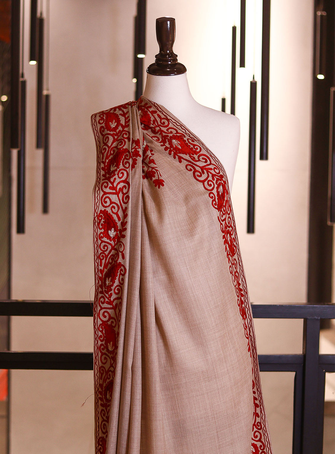 Royal Fashion Embroidered Woolen Shawls - RF25SH 0106A038 Beige Royal Fashion Embroidered Woolen Shawls - RF25SH 0106A038 Beige