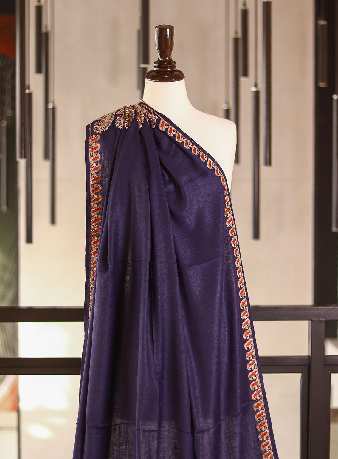 Royal Fashion Embroidered Woolen Shawls - RF25SH 0176A028 Blue Royal Fashion Embroidered Woolen Shawls - RF25SH 0176A028 Blue