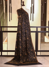 Royal Fashion Embroidered Woolen Shawls - RF25SH 5425S01 Black