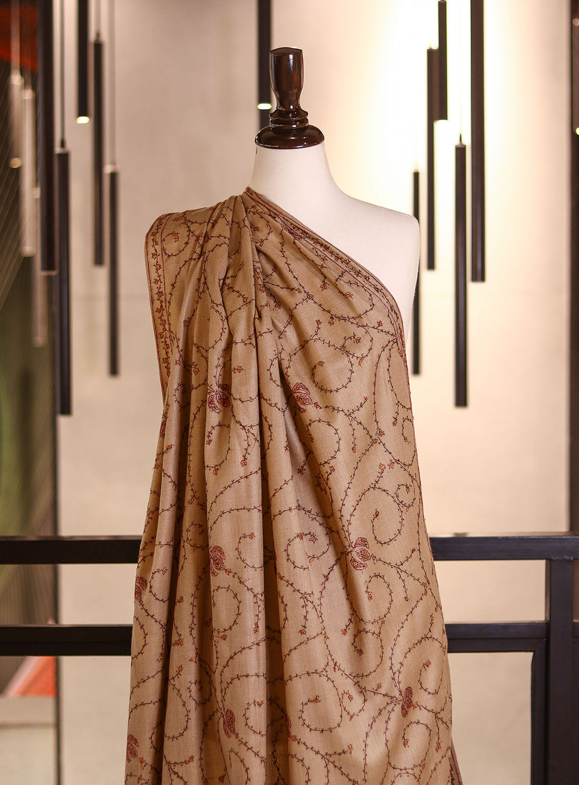 Royal Fashion Embroidered Woolen Shawls - RF25SH 5425S01 Fawn Royal Fashion Embroidered Woolen Shawls - RF25SH 5425S01 Fawn