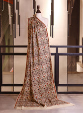 Royal Fashion Embroidered Woolen Shawls - RF25SH I623-J01 Light Fawn & Multi