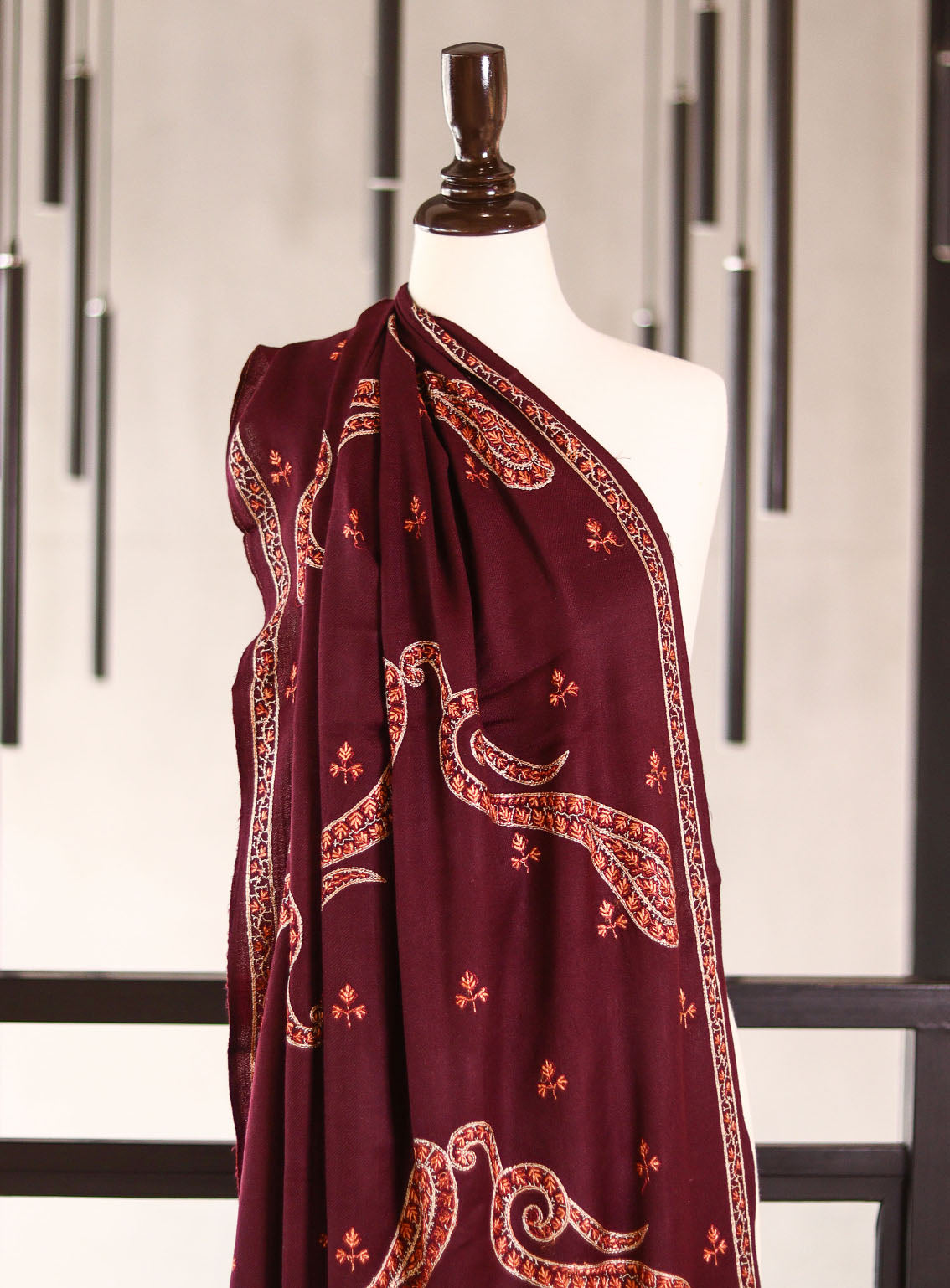 Royal Fashion Embroidered Woolen Shawls - RF25SH I624-BJ02 Dark Purple Royal Fashion Embroidered Woolen Shawls - RF25SH I624-BJ02 Dark Purple