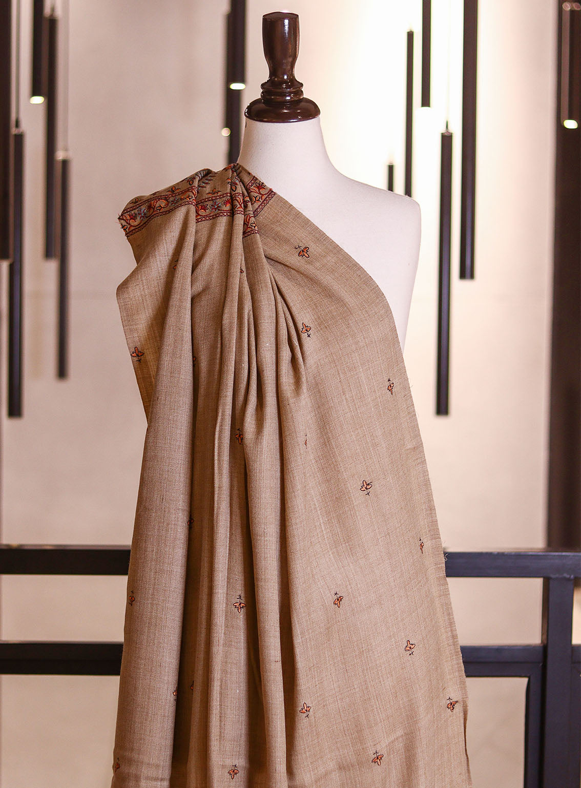 Royal Fashion Embroidered Woolen Shawls - RF25SH I624-P06 Dark Beige Royal Fashion Embroidered Woolen Shawls - RF25SH I624-P06 Dark Beige