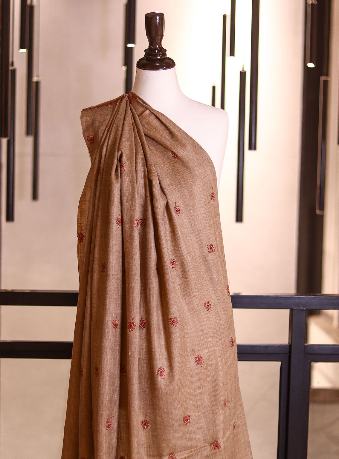 Royal Fashion Embroidered Woolen Shawls - RF25SH I624-XP06 Light Brown Royal Fashion Embroidered Woolen Shawls - RF25SH I624-XP06 Light Brown