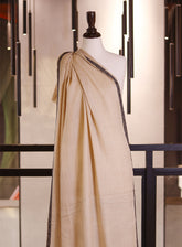 Royal Fashion Embroidered Woolen Shawls - RF25SH W623-BH01 Light Fawn & Black