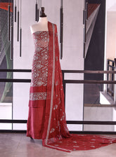 Royal Fashion Exclusive Embroidered Chiffon Suits Unstitched 3 Piece - RF26EE ET3303 SHOCKING PINK