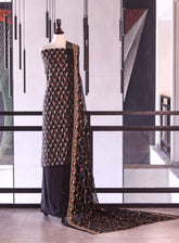 Royal Fashion Exclusive Embroidered Raw Silk Suits Unstitched 3 Piece - RF26EE ET3492 BLACK