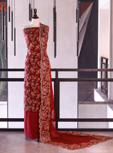 Royal Fashion Exclusive Embroidered Raw Silk Suits Unstitched 3 Piece - RF26EE ET3518 MAROON