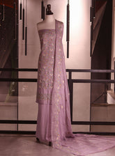 Royal Fashion Exclusive Embroidered Satin Silk Suits Unstitched 3 Piece - RF26EE ET3212 LIGHT GREY