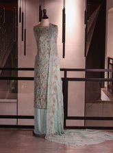 Royal Fashion Exclusive Embroidered Satin Silk Suits Unstitched 3 Piece - RF26EE ET3212 MINT GREEN