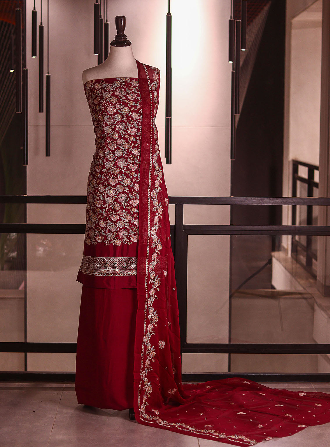 Royal Fashion Exclusive Embroidered Satin Silk Suits Unstitched 3 Piece - RF26EE ET3212 RED Royal Fashion Exclusive Embroidered Satin Silk Suits Unstitched 3 Piece - RF26EE ET3212 RED