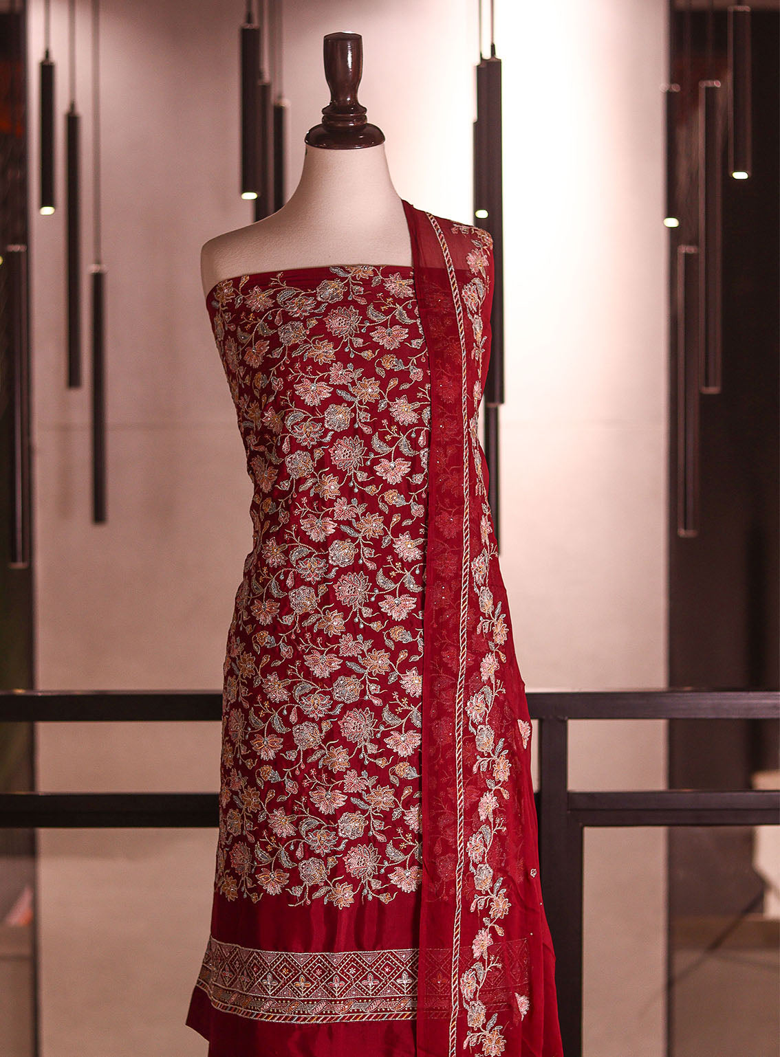 Royal Fashion Exclusive Embroidered Satin Silk Suits Unstitched 3 Piece - RF26EE ET3212 RED Royal Fashion Exclusive Embroidered Satin Silk Suits Unstitched 3 Piece - RF26EE ET3212 RED