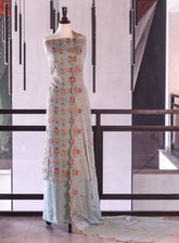 Royal Fashion Exclusive Embroidered Silk Suits Unstitched 3 Piece - RF26EE ET3418 BLUE