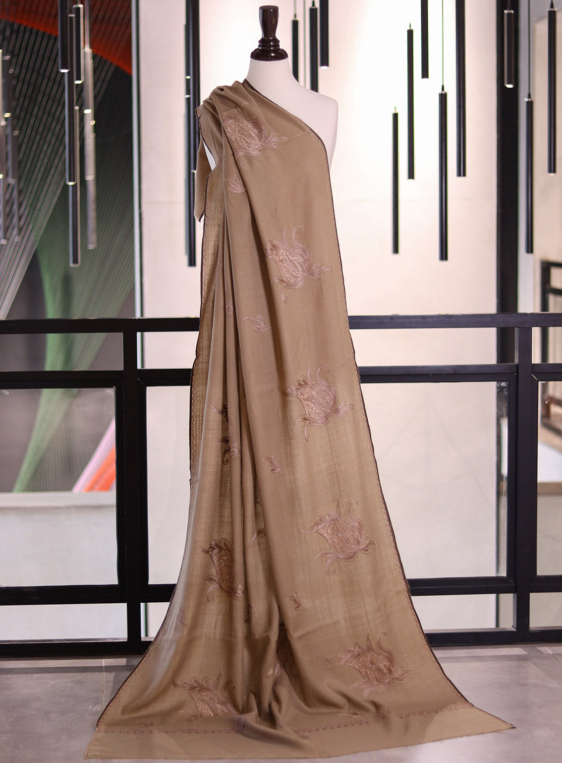 Royal Fashion Exclusive Woolen Shawls - RF24SH A6A22-B12 Dark Beige & Purple Royal Fashion Exclusive Woolen Shawls - RF24SH A6A22-B12 Dark Beige & Purple