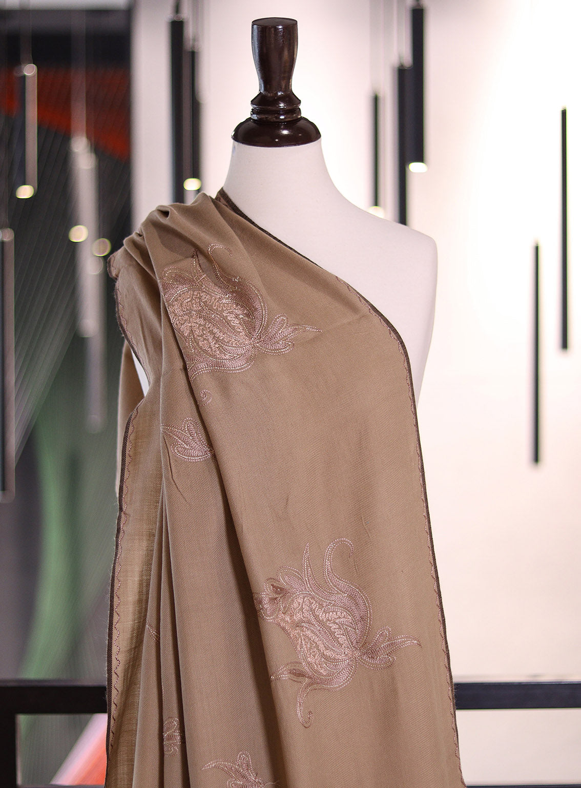 Royal Fashion Exclusive Woolen Shawls - RF24SH A6A22-B12 Dark Beige & Purple Royal Fashion Exclusive Woolen Shawls - RF24SH A6A22-B12 Dark Beige & Purple