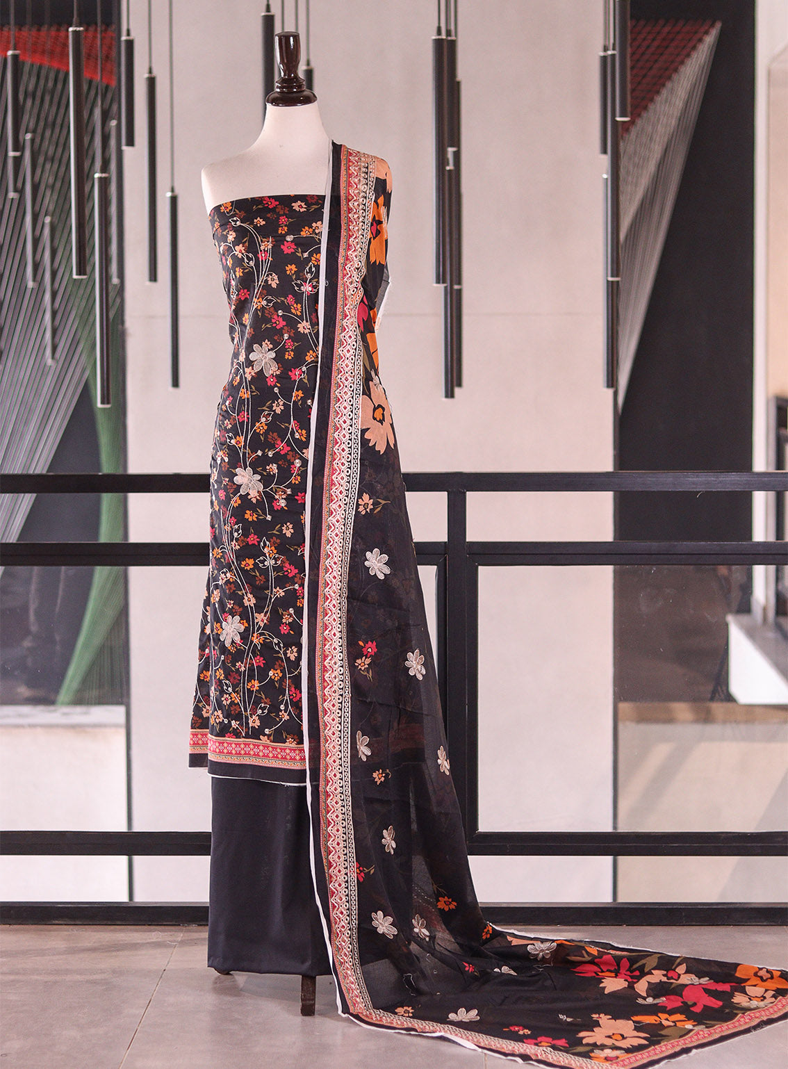 Royal Fashion Embroidered Cambric 3 Piece Unstitched Suit RF26EU D-DE001 Black & Multi Royal Fashion Embroidered Cambric 3 Piece Unstitched Suit RF26EU D-DE001 Black & Multi