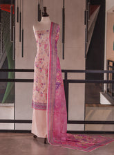 Royal Fashion Embroidered Cambric 3 Piece Unstitched Suit RF26EU D-DE957 Cream & Pink
