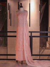 Royal Fashion Embroidered Chiffon 3 Piece Unstitched Suit RF26EU D-ET3741 Peach