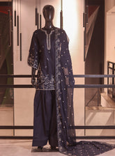 Royal Fashion Embroidered Cotton 3 Piece Stitched Suit RF26EP D-SNSC-445 Dark Blue