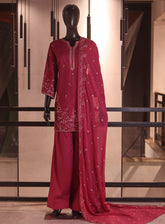 Royal Fashion Embroidered Cotton 3 Piece Stitched Suit RF26EP D-SNSC-445 Dark Pink