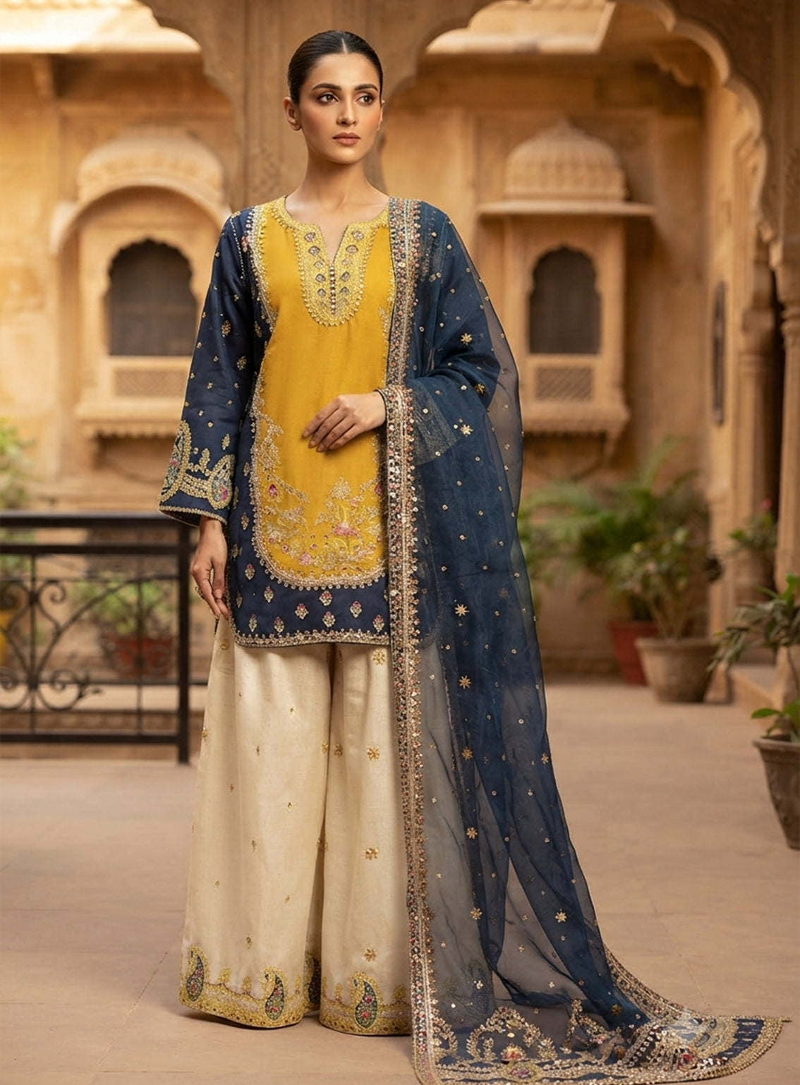 Royal Fashion Embroidered Lawn 3 Piece Stitched Suit RF26EP D-SB-01-YLBL Royal Fashion Embroidered Lawn 3 Piece Stitched Suit RF26EP D-SB-01-YLBL