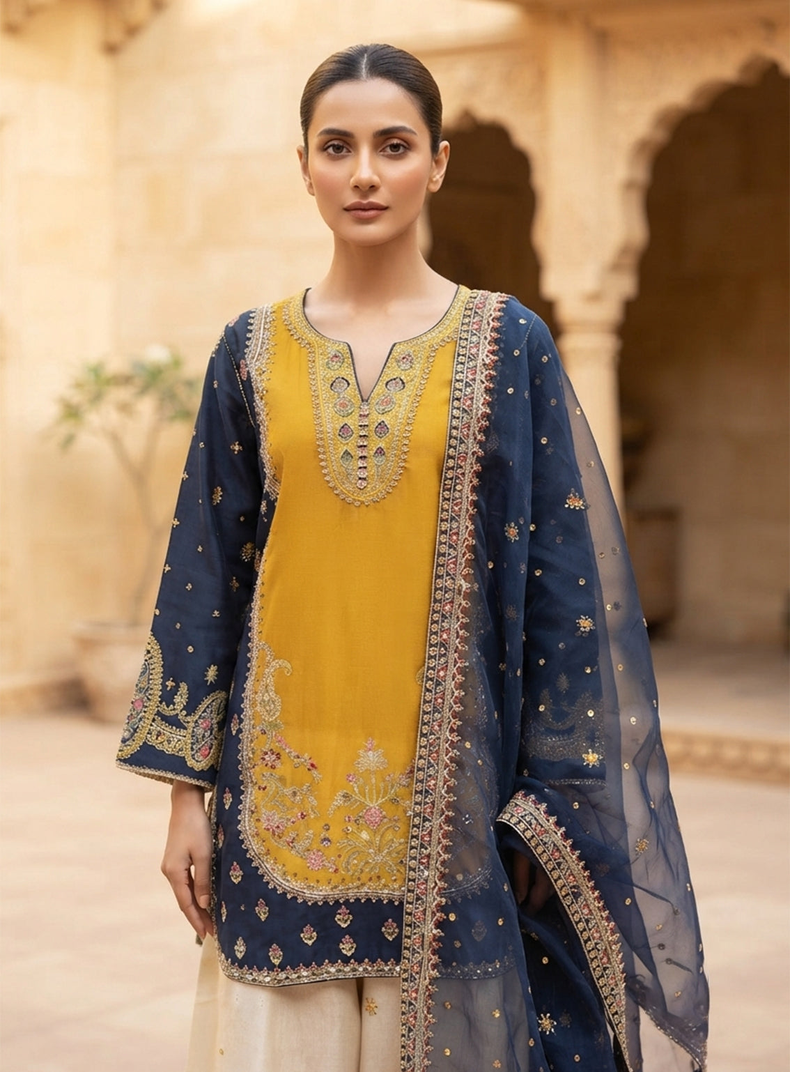 Royal Fashion Embroidered Lawn 3 Piece Stitched Suit RF26EP D-SB-01-YLBL Royal Fashion Embroidered Lawn 3 Piece Stitched Suit RF26EP D-SB-01-YLBL
