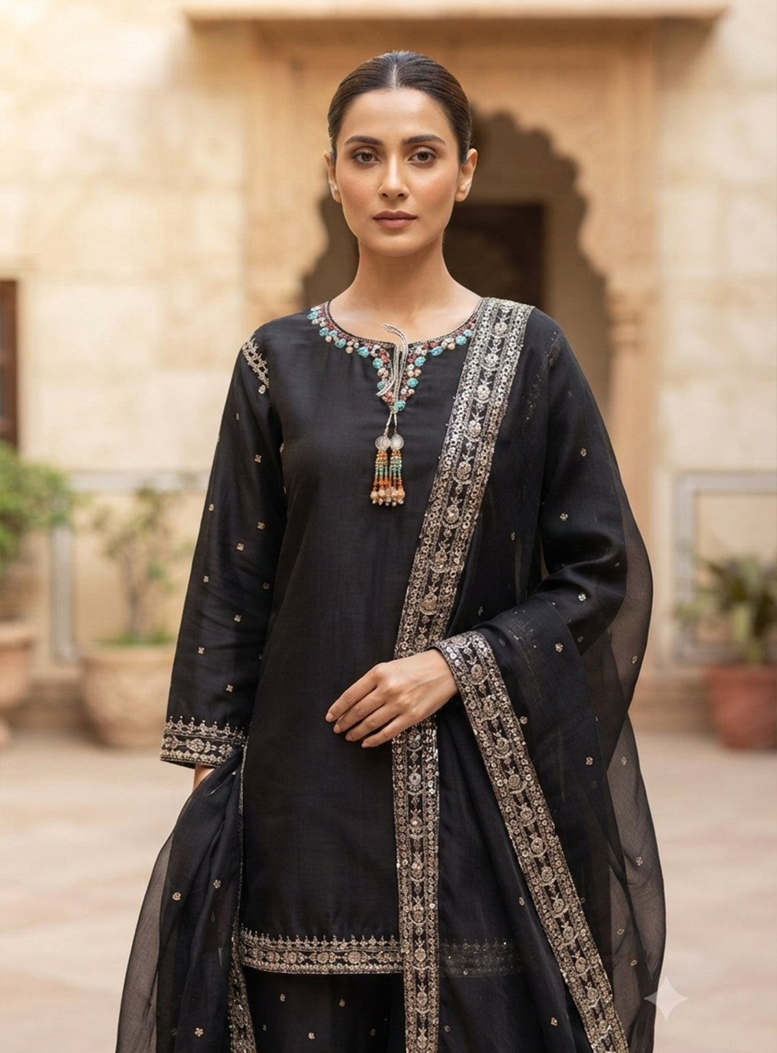 Royal Fashion Embroidered Lawn 3 Piece Stitched Suit RF26EP D-SB-02-BK Royal Fashion Embroidered Lawn 3 Piece Stitched Suit RF26EP D-SB-02-BK