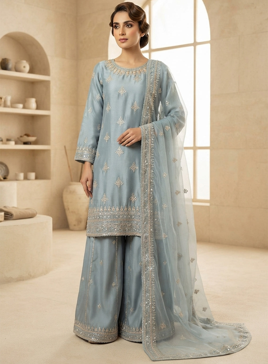 Royal Fashion Embroidered Lawn 3 Piece Stitched Suit RF26EP D-SB-04-SBL Royal Fashion Embroidered Lawn 3 Piece Stitched Suit RF26EP D-SB-04-SBL