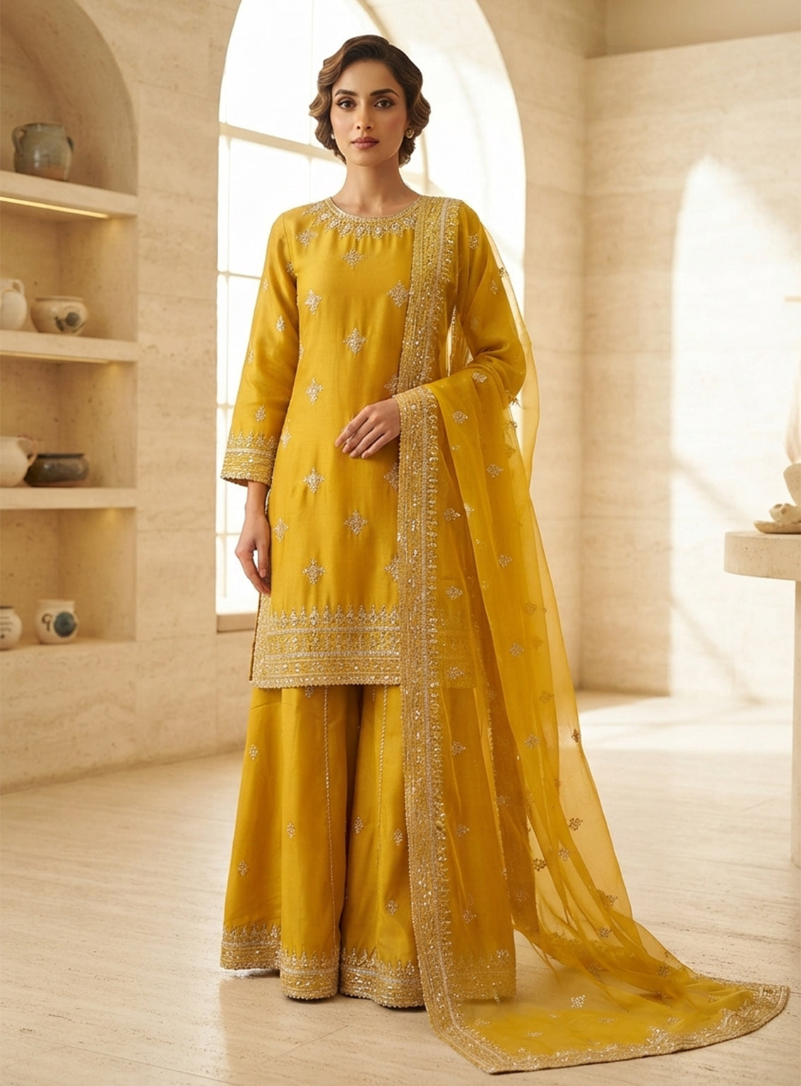 Royal Fashion Embroidered Lawn 3 Piece Stitched Suit RF26EP D-SB-04-YL Royal Fashion Embroidered Lawn 3 Piece Stitched Suit RF26EP D-SB-04-YL