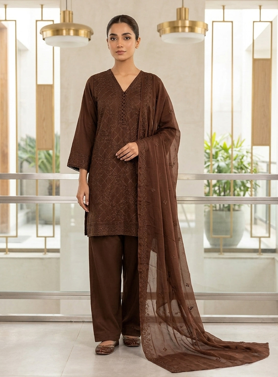 Royal Fashion Embroidered Lawn 3 Piece Stitched Suit RF26EP D-SNSC-D-SR445-BN Royal Fashion Embroidered Lawn 3 Piece Stitched Suit RF26EP D-SNSC-D-SR445-BN