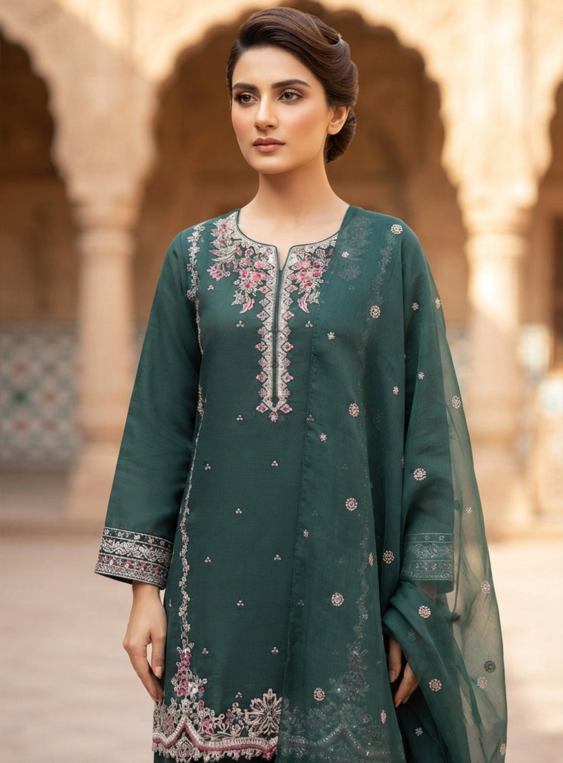Royal Fashion Embroidered Lawn 3 Piece Stitched Suit RF26EP D-SNSC-M-445-GPK Royal Fashion Embroidered Lawn 3 Piece Stitched Suit RF26EP D-SNSC-M-445-GPK