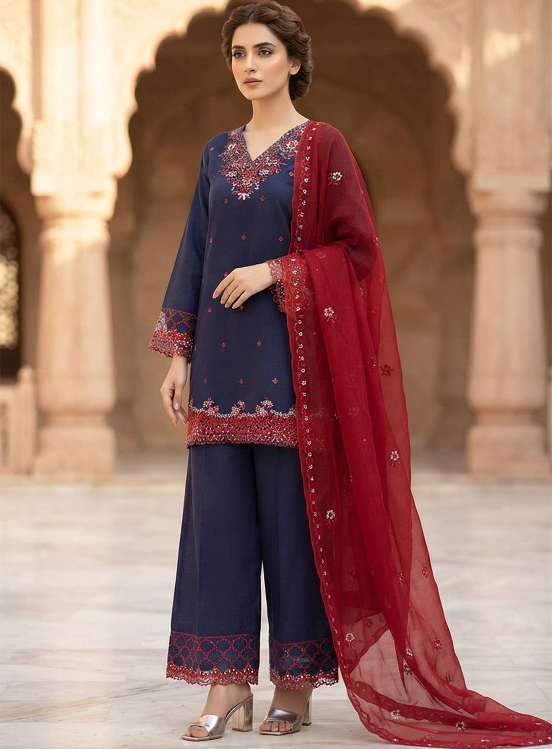 Royal Fashion Embroidered Lawn 3 Piece Stitched Suit RF26EP D-SNSC-SI-435-BMN Royal Fashion Embroidered Lawn 3 Piece Stitched Suit RF26EP D-SNSC-SI-435-BMN
