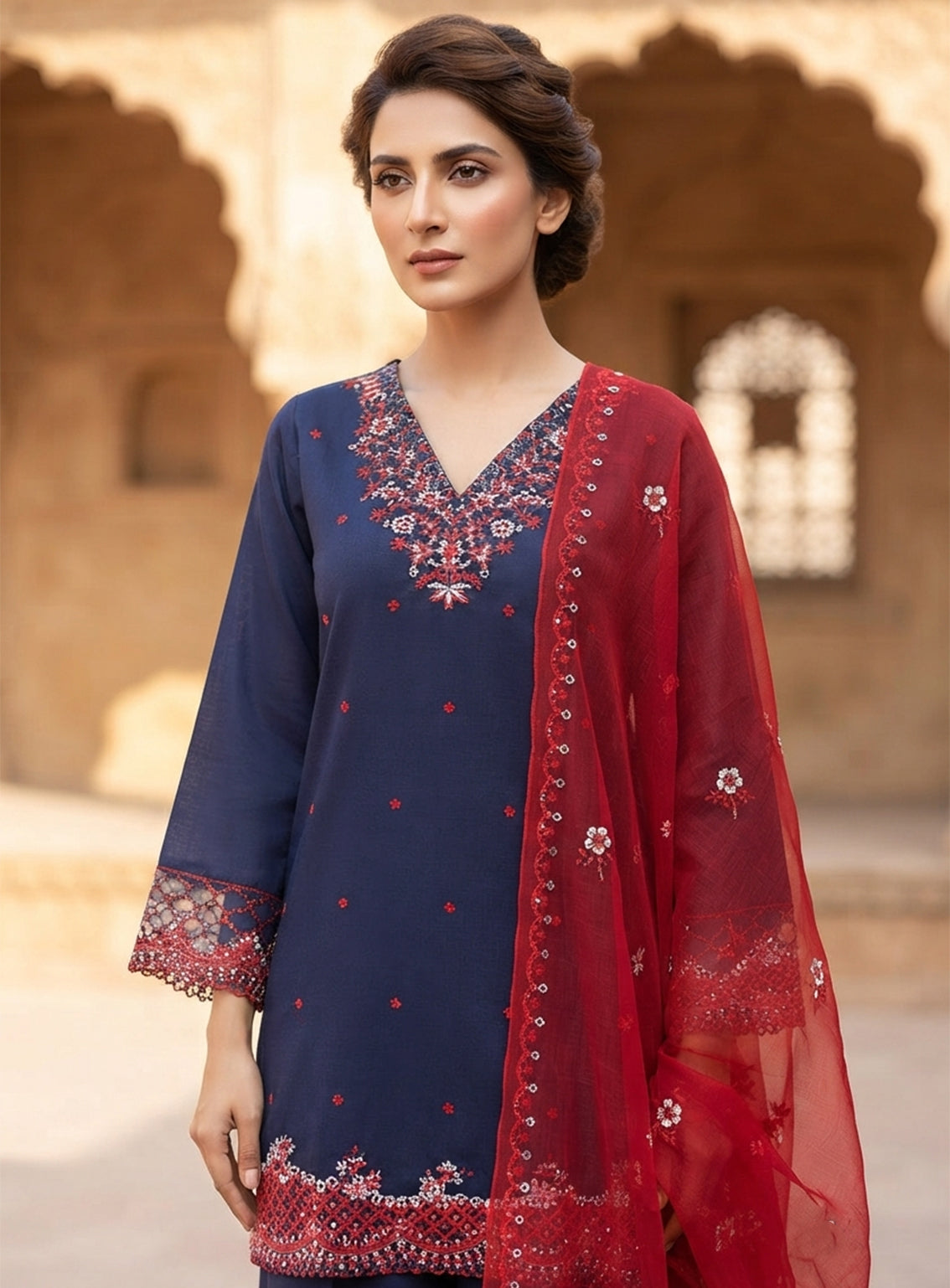 Royal Fashion Embroidered Lawn 3 Piece Stitched Suit RF26EP D-SNSC-SI-435-BMN Royal Fashion Embroidered Lawn 3 Piece Stitched Suit RF26EP D-SNSC-SI-435-BMN