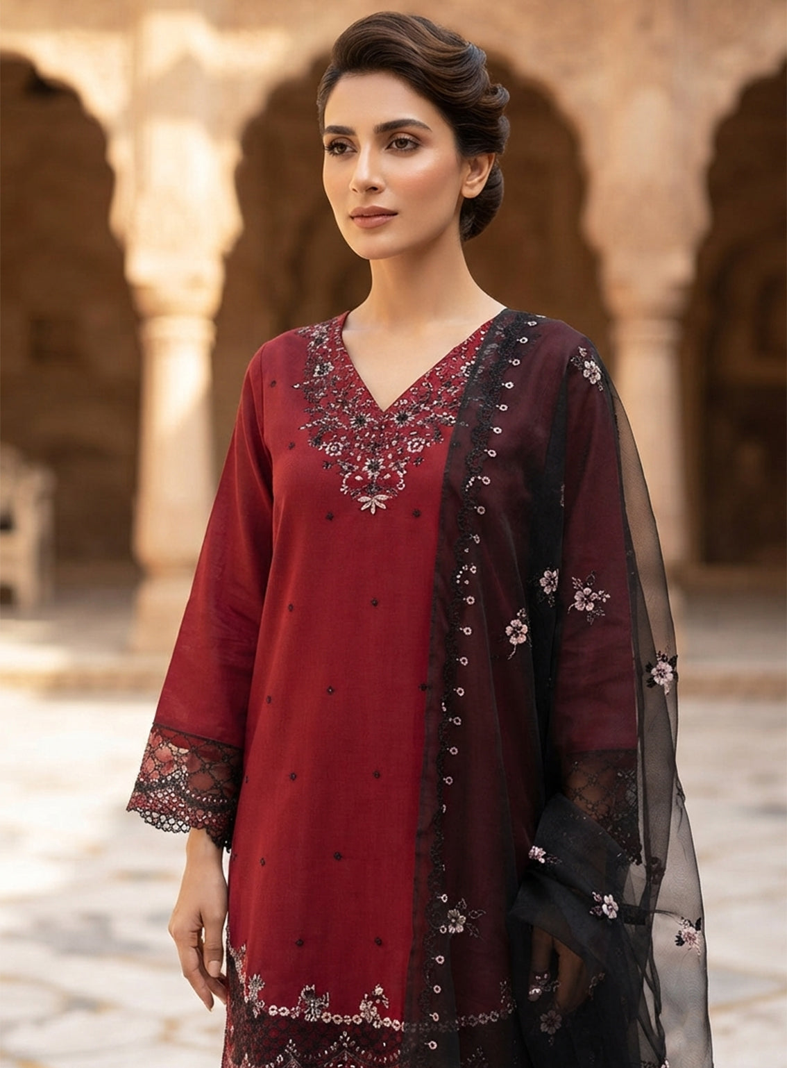 Royal Fashion Embroidered Lawn 3 Piece Stitched Suit RF26EP D-SNSC-SI-435-RBK Royal Fashion Embroidered Lawn 3 Piece Stitched Suit RF26EP D-SNSC-SI-435-RBK