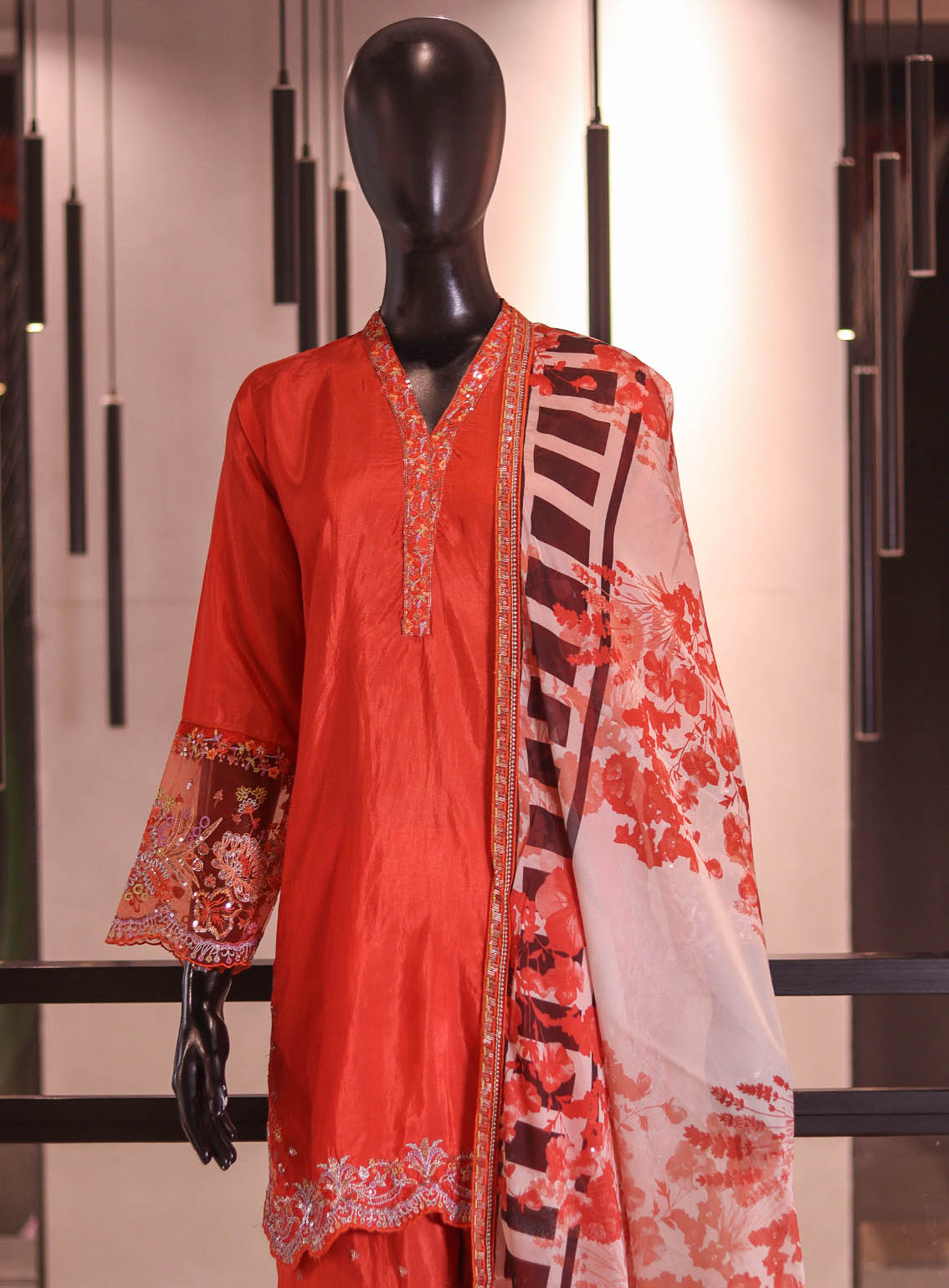 Royal Fashion Embroidered Raw Silk 3 Piece Stitched Suit RF26EP D-SB-09-OG Royal Fashion Embroidered Raw Silk 3 Piece Stitched Suit RF26EP D-SB-09-OG