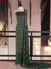 Royal Fashion Embroidered Silk 3 Piece Unstitched Suit RF26EU D-ET3253 Bottle Green