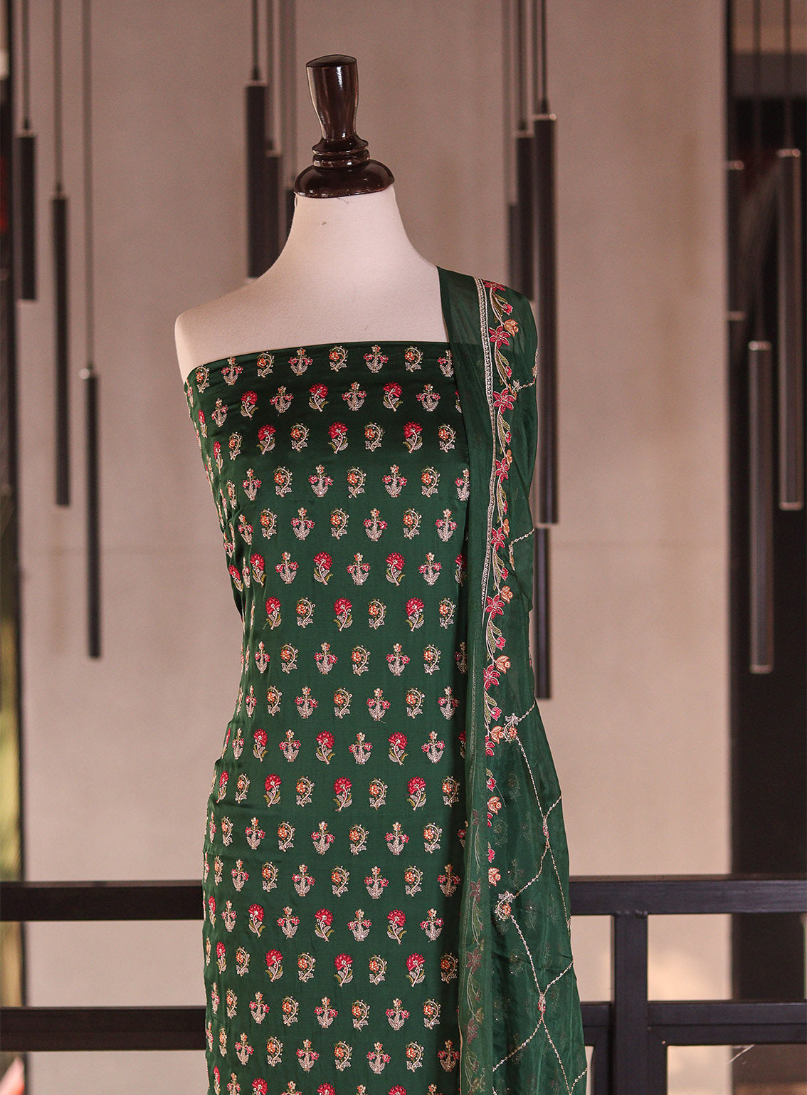 Royal Fashion Embroidered Silk 3 Piece Unstitched Suit RF26EU D-ET3253 Bottle Green Royal Fashion Embroidered Silk 3 Piece Unstitched Suit RF26EU D-ET3253 Bottle Green