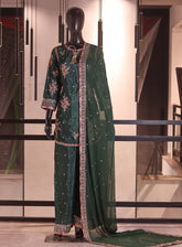 Royal Fashion Formal Embroidered Raw Silk 3 Piece Stitched Suit RF26EP D-SB-11 Bottle Green