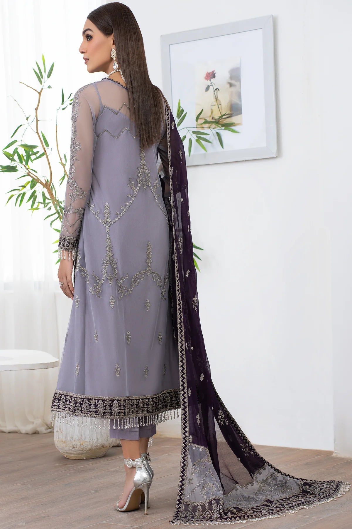 Meeral By Zarif Embroidered Net Unstitched 3 Piece Suit - 08 Meeral By Zarif Embroidered Net Unstitched 3 Piece Suit - 08
