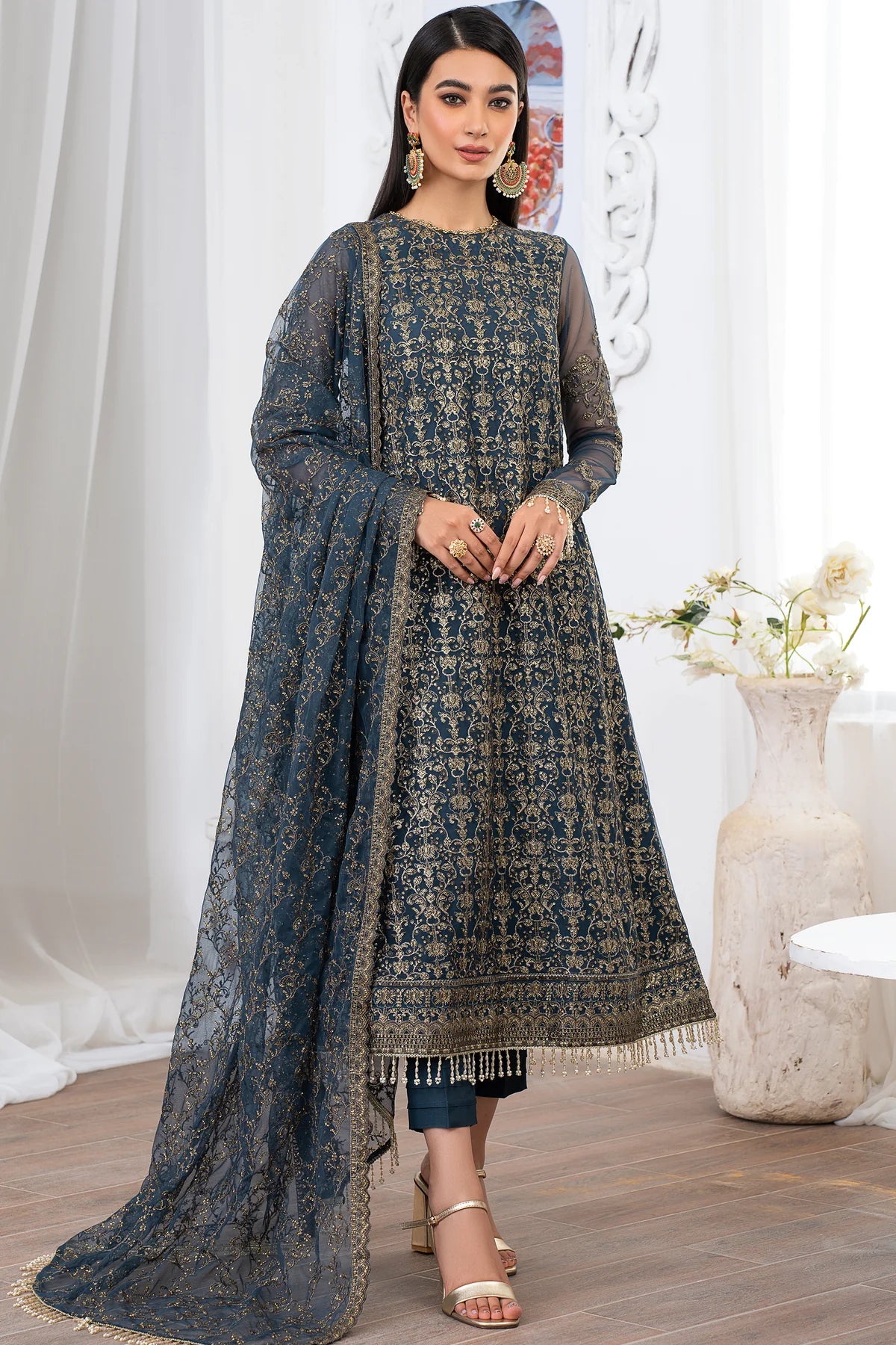 Meeral By Zarif Embroidered Net Unstitched 3 Piece Suit - 07 Meeral By Zarif Embroidered Net Unstitched 3 Piece Suit - 07