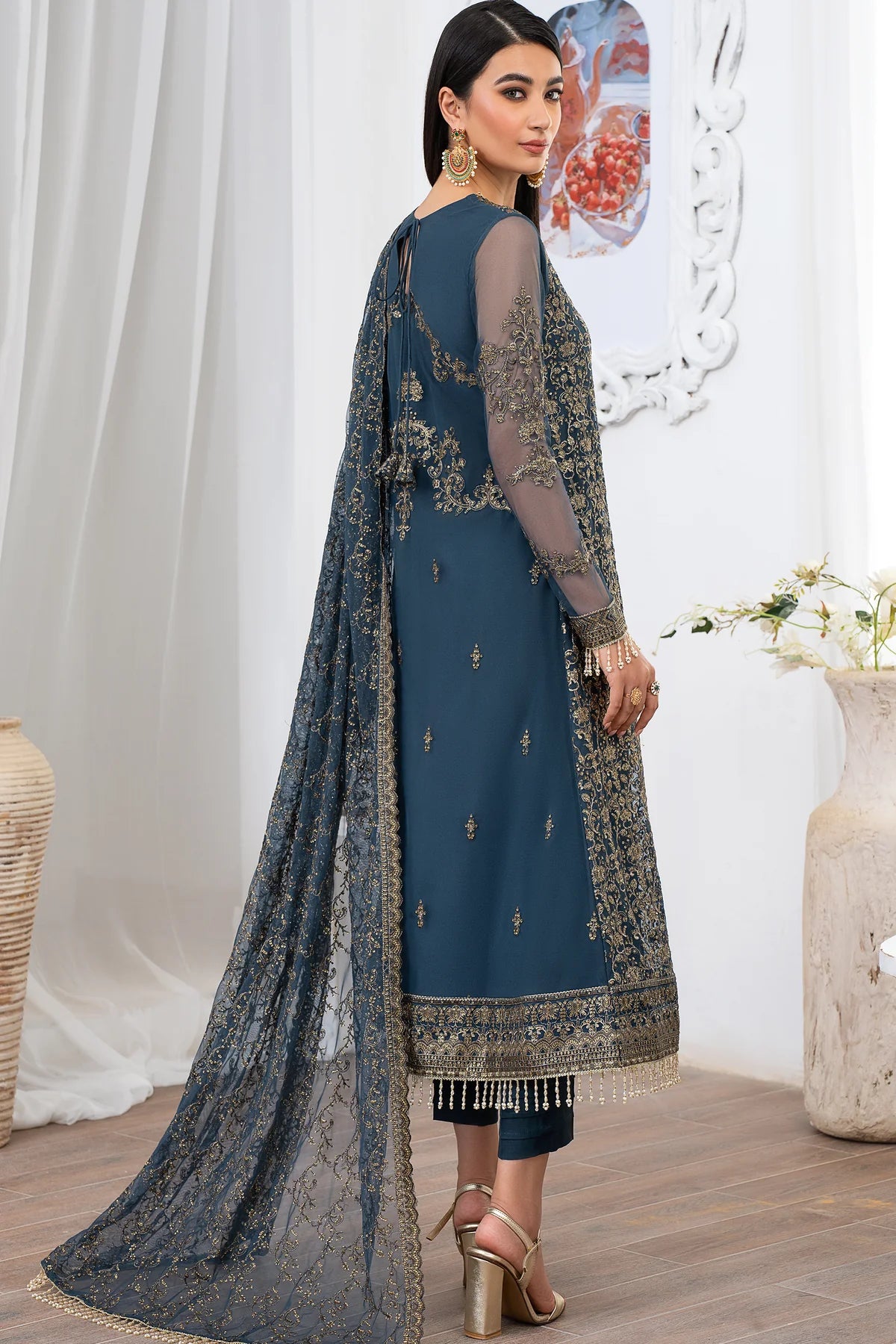 Meeral By Zarif Embroidered Net Unstitched 3 Piece Suit - 07 Meeral By Zarif Embroidered Net Unstitched 3 Piece Suit - 07